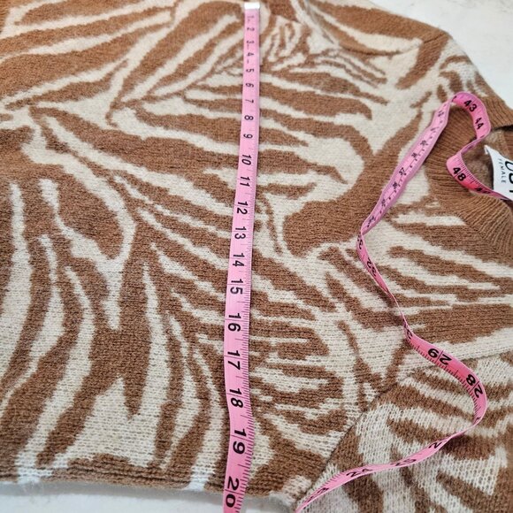 Just Female Sweater Medium Jungle Knit Wool Mohair Animal Print Brown/White - Picture 9 of 12